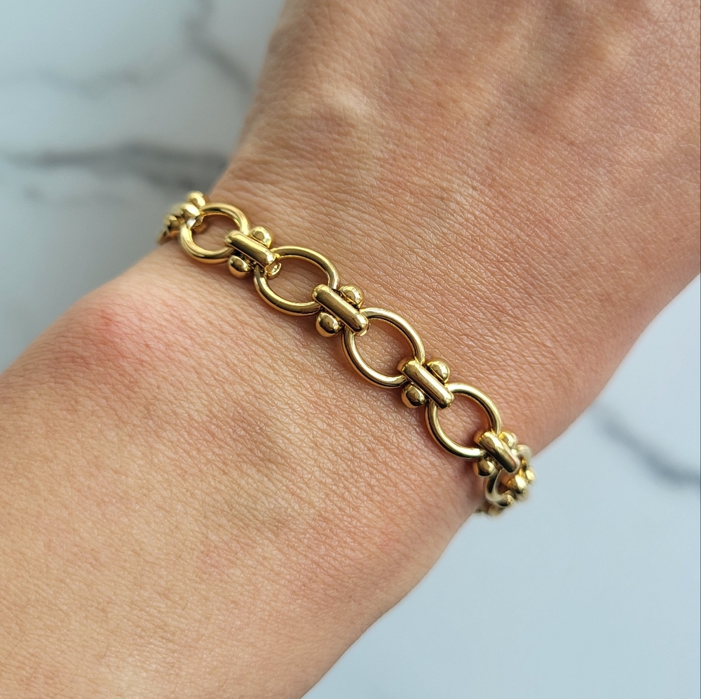 18K Gold Plated Oval Link Chain Bracelet Hypoallergenic Jewellery Tarnish free